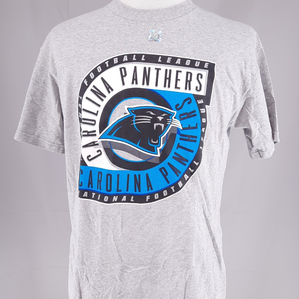 NEW NFL Carolina Panthers T-Shirt Adult Size L Gray Logo Athletic Team Football - Picture 2 of 7